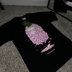 Bape Black Tee with Pink Graphic